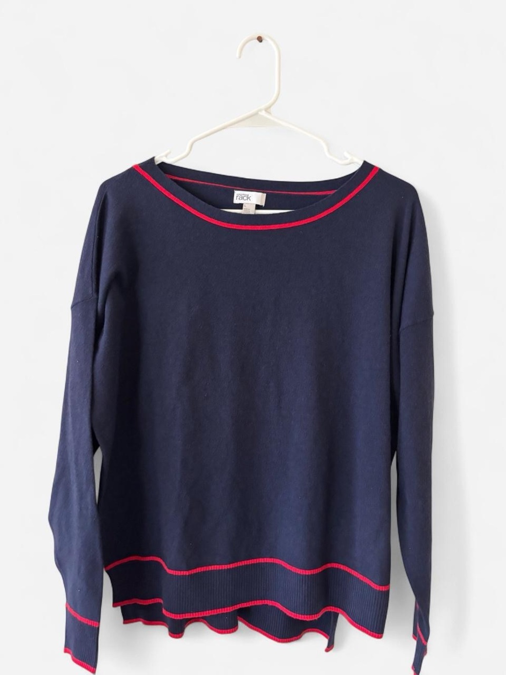 Nordstrom Rack Women's Navy Sweater with Red Trim